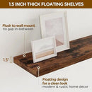 Floating Shelves 48 Inch Long, 48"W x 9"D Wall Shelf Invisible Bracket, 9 Inch Deep Floating Shelf for Wall, Rustic Wooden Shelves for Living Room, Kitchem, Bedroom, Rustic Brown Color, Set of 1 by CozyNest Decor