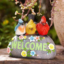 Solar Birds Welcome Sign - Outdoor Bird Decor with Solar LED Lights - Elegant and Charming Figurines for Women, Moms & Garden Enthusiasts by GreenHaven Gardens