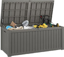 NUNU LAB 180 Gallon Outdoor Storage Box,Large Resin Sturdy Deck Box, Backyard Outside Storage Box Waterproof with Double Wall Panels,Package Delivery Garden Hose Storage Bin Outdoor Tool,Grey by GreenHaven Gardens