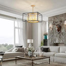 5-Lights K9 Crystal Chandelier, Modern Style Pendant Light Fixture for Dining Room, Bedroom & Living Room, Gold & Black Finish, L16.5 * W16.5 * H12~48 inch (Adjustable Height) by CozyNest Decor