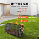 VEVOR Compost Spreader, 24.4-25.6" Height Adjustable Handle, 24" Wide, Lawn and Garden Peat Moss Roller with Side Latches, Powder Coated Steel Mesh Basket for Spreading Manure, Topsoil, Black by GreenHaven Gardens