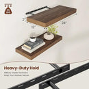 Wide Floating Shelves for Wall 12 Inch Deep, 24" X 12" X 2" Floating Shelf, 2 Inch Thick Shelf for Bathroom Bedroom Kitchen Book Room, Heavy Duty 55lbs Shelves for Farmhouse Decor Set of 2, Walnut by CozyNest Decor