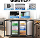Beverage Refrigerator Under Counter, Back Bar Cooler with 2 Glass Door, Commercial Display Fridge 35.42 Inch Wide 7.4 Cu.Ft, Drink Fridge for Beer Soda Wine, Beverage Cooler for Kitchen Shop Bar by CozyNest Decor
