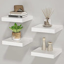 Square Floating Shelves for Wall, 8" W x 8" D x 1.2" H, Small Wooden Wall Mounted Display Shelves with Invisible Brackets for Living Room, Bedroom, Bathroom, Kitchen Decor, Set of 4, White by CozyNest Decor