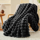 BEDELITE Faux Fur Throw Blanket for Couch, Soft and Cozy Luxurious 3D Striped Fluffy Blanket, 770GSM Thick Warm Plush Fuzzy Faux Rabbit Fur Blanket for Women Gift (Black, 50"x 60") by CozyNest Decor