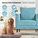 Barrel Accent Chair with Back Pillow, Large Upholstered Armchair with Solid Wood Legs Modern Reading Chairs for Living Room Bedroom