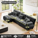 L Shaped Couch Sectional Couch, 3-Seater Cloud Couch Sectional Oversized Couch, Sofa Bed Couch with Round Bolster Armrests 5 Pillows, Modular Couch Home Sofa Living Room Couch(Gray)