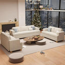 Sofa, 89" 3-Seater Deep Seat Sofa, Modern Comfy Couches for Living Room Apartment Lounge, Beige Chenille by CozyNest Decor