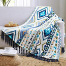 CASAAGUSTO Boho Throw Blanket - Blue and White Decorative Blankets with Tassel, Printed Flannel Bohemian Blanket for Chair, Bed, Sofa, Couch(50 * 60, Blue and White) by CozyNest Decor