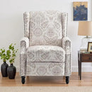 UIXE Recliner Chair, Fabric Upholstered Armchair Pushback Accent Chair for Living Room, Floral Rivet Trim Club Chair Home Theater Single Sofa Reading Seat - Beige Pattern by CozyNest Decor