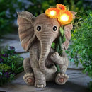 Outdoor Sculpture Figurine Statue Elephant Decor,Solar Garden Statues for Patio Home Yard Decor,Good Luck Sunflower Elephant for Women, Mom Gifts Housewarming Gift by GreenHaven Gardens