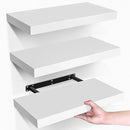 LaVie Home Floating Shelves, 15.6 Inch Wall Shelf Set of 3, Hanging Shelf with Invisible Brackets, Wall Decor for Bathroom, Bedroom, Living Room, Kitchen Storage, Modern White by CozyNest Decor