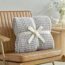 Amélie Home Chenille Waffle Throw Blanket for Couch, Reversible Pineapple Stitch Knit Soft Cozy Knit Blanket Lightweight Warm Decorative Throw for Sofa, Bed, Living Room, 50"x60", Grey&Ivory by CozyNest Decor