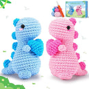 Heart Dinosaurs Crochet Kit for Beginners - 2PCS Blue and Pink Dinosaurs Crochet Kit with Step-by-Step Video Tutorials, Dinosaur Crochet Starter Kit for Adult Kid, Crochet Stuffed Animal Knitting Kit by TinyTreasures Baby Boutique