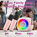 Mini Karaoke Machine, Portable Bluetooth Karaoke Speaker with 2 Wireless Microphone and Lights for Kids and Adults, Chritmas Birthday Gifts for Girls Boys 3-12+ Year Old (Pink) by TinyTreasures Baby Boutique