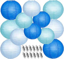 Paper Lanterns Decorative, Blue Hanging Paper Round Chinese Lanterns with Lights for Wedding Graduation Birthday Party 12 LED Light Pack of 12 by CozyNest Decor