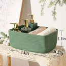 Small Storage Baskets for Organizing | Closet Organizer Bins | Shelf Toy Basket | Woven Rope Baskets | Cube Decorative Box | Shallow Basket | 13x8.5x5.1” | 4 Packs Green by CozyNest Decor