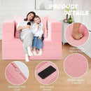 Folding Bean Bag Chair for Adults,3-in-1 Bean Bag Couch Faux Fur Floor Sofa Large Beanbag Convertible Bean Bag Sofa Bed with Pillow in Bedroom,Living Room,Apartment(Twin,Pink) by CozyNest Decor