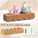 Pinkunn 3 Set Nursery Book Shelves Scalloped Rattan Wall Shelf 15.8 x 3.2 Inch Wall Mounted Plastic Floating Book Shelve, Hanging Boho Wicker Woven Shelf for Nursery Decor and Storage (Natural Wood) by TinyTreasures Baby Boutique