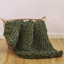 WESHIONGOO Chunky Knit Blanket Throw 40"×40" Knitted Throw Blankets for Couch Bed Fluffy Soft Blanket with Jumbo Chenille Yarn Thick 100% Handmade (Olive Green) by CozyNest Decor
