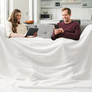PHF 100% Cotton Waffle Blanket Oversized King 120"x120", Lightweight Breathable Extra Large 10'x10' Summer Blankets for Bed, Giant Big Luxury Aesthetic Woven Bedding for Home Decor, White by CozyNest Decor