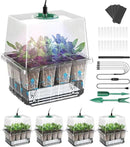 Seed Starter Tray, 60-Cells Seedling Starter Trays with Grow Light, Self-Watering Seed Germination Kit for Indoor Gardening Seed Starting (5 Pack, Clear Base) by GreenHaven Gardens