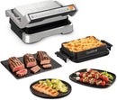 T-fal, Electric Grill, OptiGrill 4in1, Stainless Steel, 9 Automatic Cooking Modes, Intelligent Grilling Rare to Well-Done, 1800 Watts, Nonstick Removable Plates, Dishwasher Safe, Indoor, Silver by GreenHaven Gardens