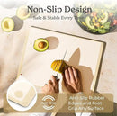 SMIRLY Plastic Cutting Board Set with Holder 4 Pieces, Non-Slip Dishwasher Safe Chopping Boards for Kitchen, Cream White by CozyNest Decor