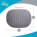 BIRDROCK HOME Round Pouf Ottoman | Cotton Braided Foot Stool with Bean Bag Filling | Boho Foot Rest for Living Room & Bedroom | Compact & Comfortable Seating, Lightweight & Soft | Light Grey by CozyNest Decor