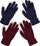 Geyoga 2 Pairs Women's Winter Touch Screen Gloves Soft Warm Fleece Lined Knit Elastic Cuff Winter Texting Gloves by TinyTreasures Baby Boutique