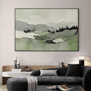 SIGNWIN 46"x72" Extra Large Framed Wall Art Green Line Art Mountain Landscape Illustration for Home Living Room Bedroom Decor (Frame Assembly Required) by CozyNest Decor