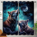 Wolf Blackout Curtains for Boys Girl Bedroom Decor,Starry Sky Howling Wolf Under The Full Moon Thermal Insulated Grommet Drapes Darkening Window Curtain for Living Room Home 72x63 inch by TinyTreasures Baby Boutique
