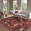 OJIA Animal Washable Rugs 8x10, Soft 8x10 Area Rugs for Living Room, Non Slip Bedroom Rug Under Bed Ultra-Thin Nursery Rug Large Carpet for Dining Room Office Playroom, Red by TinyTreasures Baby Boutique