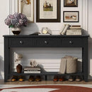Farmhouse Modern Console Table 55.4-Inch Entryway Sofa Table with Drawers & Storage Shelf for Living Room Hallway Entrance, Black by CozyNest Decor