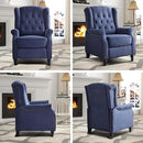 EBELLO Pushback Recliner Chair, Fabric Armchair Push Back Recliner with Rivet Decoration, Single Sofa Accent Chair for Living Room, Bedroom, Navy Blue by CozyNest Decor