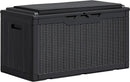 Greesum 100 Gallon Resin Deck Box Large Outdoor Storage Boxes with Cushions for Garden Tools, Patio Furniture Pillows, Pool Supplies, Black by GreenHaven Gardens