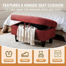 Ottoman Rectangular Storage Ottoman Bench, Flannel Footrest Stool Footstool with Lid for Living Room, Bedroom, Entryway, Red, 28.5"x19"x17.5" by CozyNest Decor