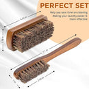 Horsehair Laundry Stain Brushes Set 2pcs by TAKAVU, Natural Soft Bristle for Scrubbing Out Tough Stains on Delicate Fabrics Knits Cotton Leather Washable Fabrics by CozyNest Decor