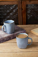 famiware Coffee Mugs Set of 4, Ocean Square 13oz Coffee Cup Set with Handle for Cocoa, Milk, Hot Chocolate, Tea, Water, Stoneware Cups for Kitchen, Microwave and Dishwasher Safe, Blue by CozyNest Decor