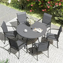 VICLLAX Patio Dining Set for 6, Outdoor Furniture Set Includes 47.2" Round Patio Table and 6 Patio Sling Chairs, Grey Tabletop and Grey Fabric by GreenHaven Gardens