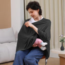 Nursing Cover for Breastfeeding, 360°Full Coverage Nursing Poncho, Rayon Soft & Breathable Breastfeeding Cover up (Smooth Rayon, Black) by TinyTreasures Baby Boutique