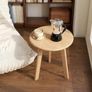 100% Solid Oak Round Side Table Set of 2, Small Bedside Table for Small Spaces, Living Room End Table with Stable Frame, Modern Nightstand for Bedroom Couch(Natural, 17.71" D x 19.68" H) by CozyNest Decor