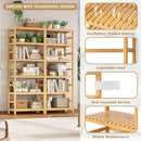 FOTOSOK 6-Tier Bamboo Shelf Set of 2, Bamboo Bookcase with Adjustable Shelves, Free Standing Storage Shelf Unit and Plant Flower Stand, Tall Large Bookshelf for Kitchen, Bathroom, Home Office, Natural by CozyNest Decor