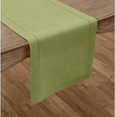 Solino Home Linen Moss Green Table Runner 90 Inches Long - 100% Pure Linen Hemstitch 14 x 90 Inch Table Runner for Dining, Fall, Autumn, Thanksgiving - Classic Hemstitch by CozyNest Decor