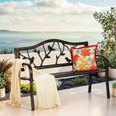 PHI VILLA Outdoor Garden Park Bench Patio 50" Metal Bench, Steel Frame Bench with Backrest and Armrests for Porch, Lawn, Balcony, Backyard and Indoor, Bronze by GreenHaven Gardens