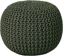 REDEARTH Round Hand Knitted Pouf - Foot Stool Bean Bag Ottoman - Cord Boho Pouffe - Poof Accent Beanbag Footrest for Living Room - Bedroom - Patio - Lounge (19.5"x19.5"x14") - Olive by CozyNest Decor