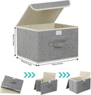 Fabric Storage Bins Cube Organizers with Flip-Top Lid and Handles,Storage Boxes for Organizing Home,Office,and Closet,Grey,3 Pack 13 X 9.1 X 7.9 in by CozyNest Decor