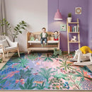 LIVEBOX Washable 6x9 Rug for Living Room, Soft Jungle Animal Print Rugs for Bedroom Aesthetic, Non Slip Purple Boho Rug Botanical Kids Rugs for Bedroom Girls,Stain Resistant Kid Rug for Playroom by CozyNest Decor