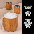 S’well Stainless Steel Ice Bucket with Tongs, 68oz Capacity, Teakwood Finish, Triple-Layer Vacuum Insulated to Keep Ice Colder Longer, BPA-Free Barware by CozyNest Decor