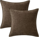 MIULEE Pack of 2 Couch Throw Pillow Covers 18x18 Inch Brown Farmhouse Decorative Pillow Covers with Stitched Edge Soft Chenille Solid Dyed Spring Pillow Covers for Sofa Bed Living Room by CozyNest Decor
